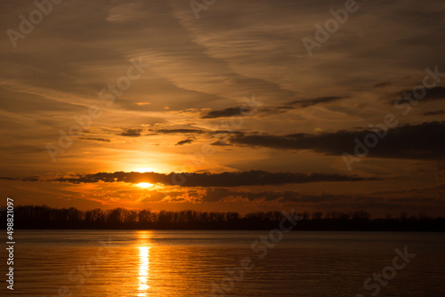 Sunset over the Volga river. Samara  Russia.