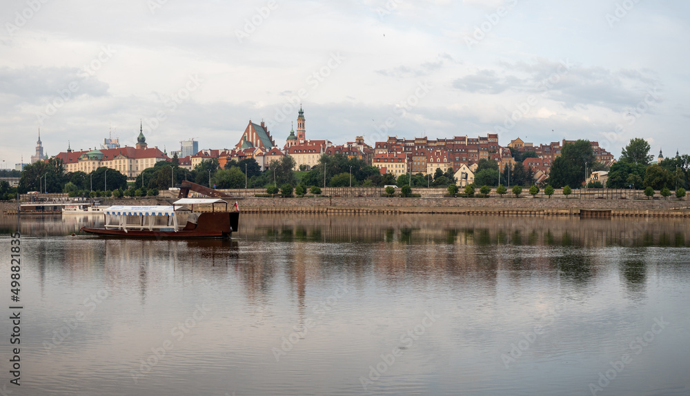 View of the city of Warsaw, Vistula river, Poland