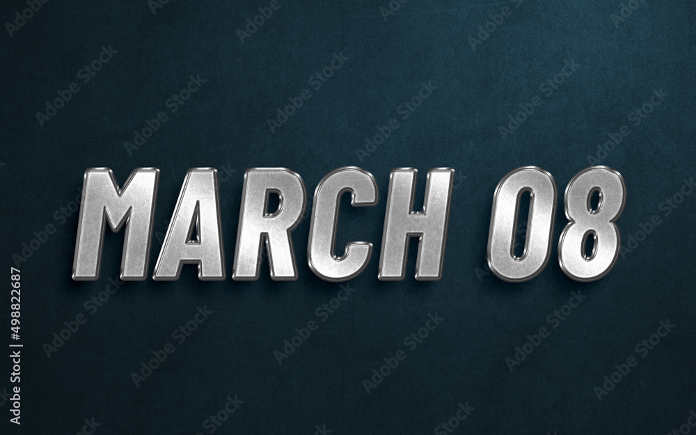 MARCH IN SILVER HIGH RELIEF LETTERS ON DARK BACKGROUND MARCH IN SILVER HIGH RELIEF LETTERS ON DARK BACKGROUND