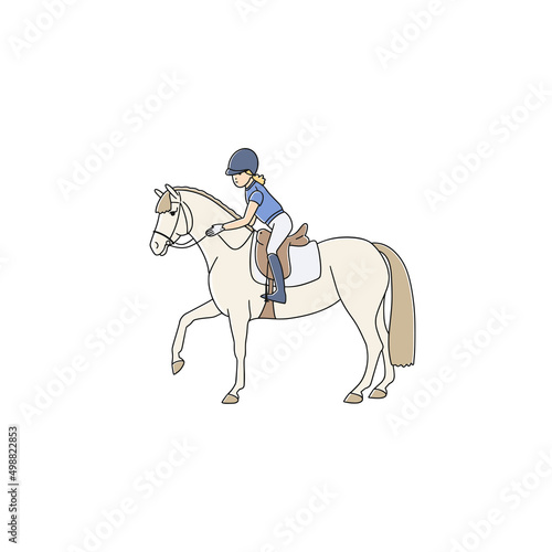 Girl rider strokes her pony