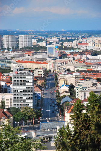 Photography City of Bratislava, Slovakia from the war memorial monument