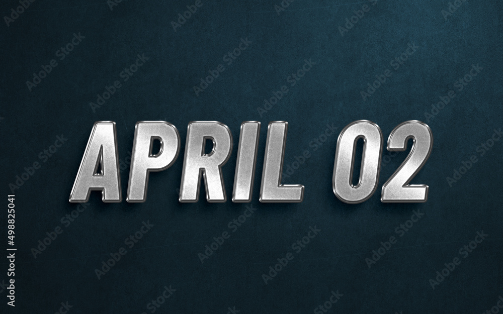 Fototapeta premium APRIL IN SILVER HIGH RELIEF LETTERS ON DARK BACKGROUND