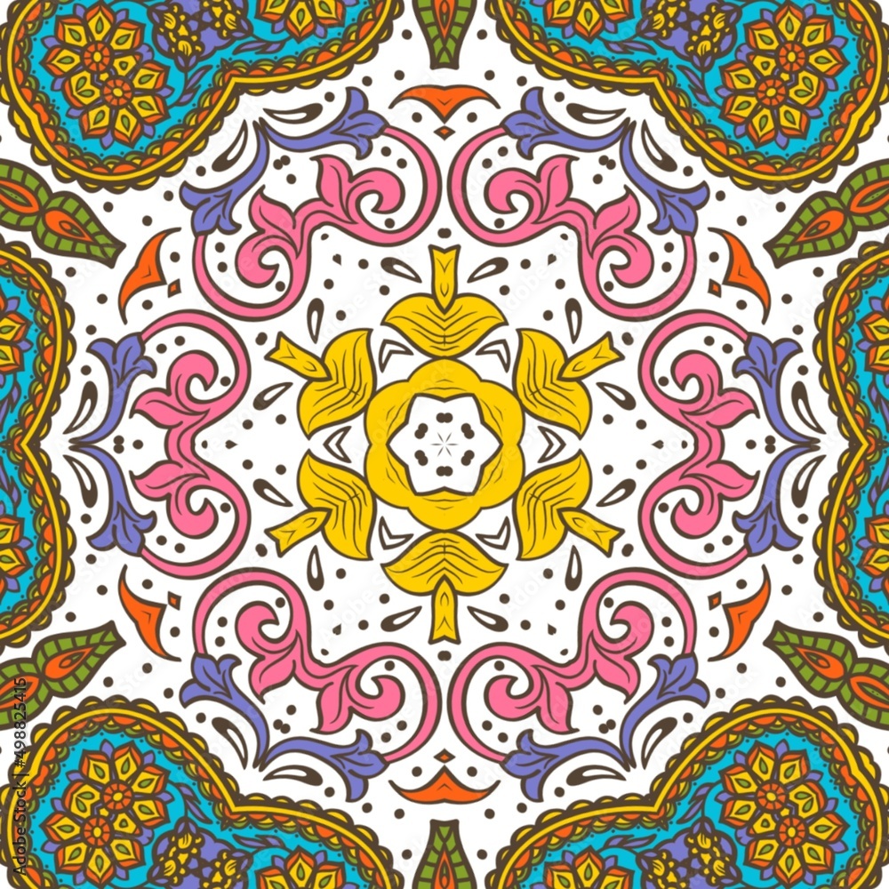 Abstract Pattern Floral Blue Pink Orange Green 656 Abstract Pattern Floral Blue Pink Orange Green 656