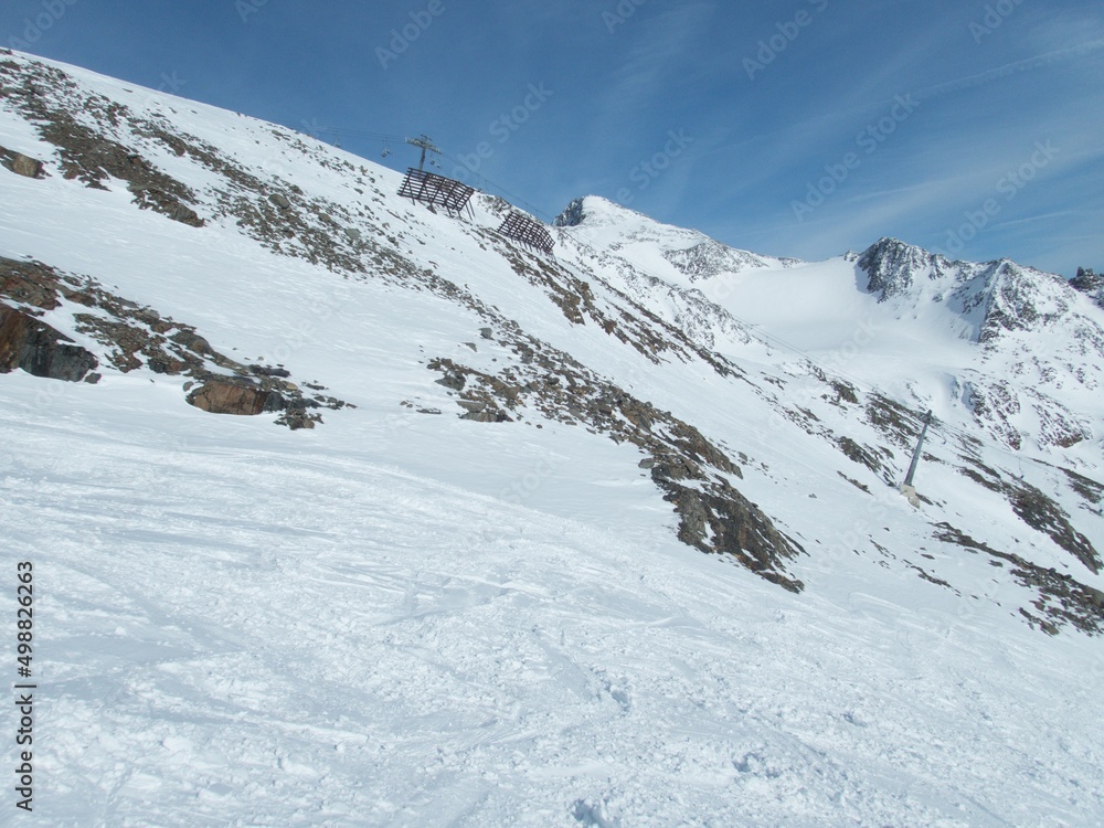 winter adventure skitouring in stubaier alpes mountains