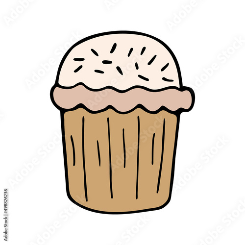 Hand drawn easter cake, bread. Doodle vector illustration