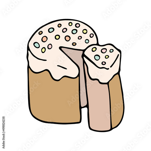Hand drawn easter cake, bread. Doodle vector illustration