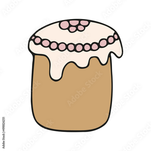 Hand drawn easter cake, bread. Doodle vector illustration
