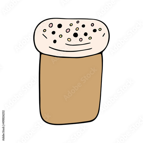Hand drawn easter cake, bread. Doodle vector illustration