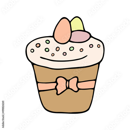 Hand drawn easter cake, bread. Doodle vector illustration