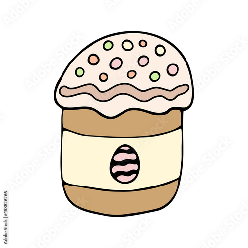 Hand drawn easter cake, bread. Doodle vector illustration