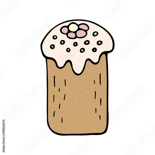 Hand drawn easter cake, bread. Doodle vector illustration
