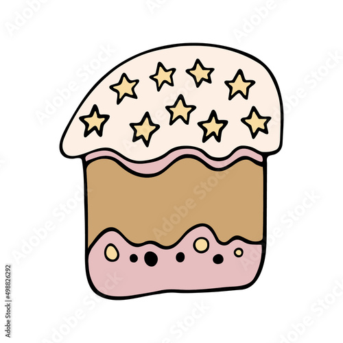 Hand drawn easter cake, bread. Doodle vector illustration