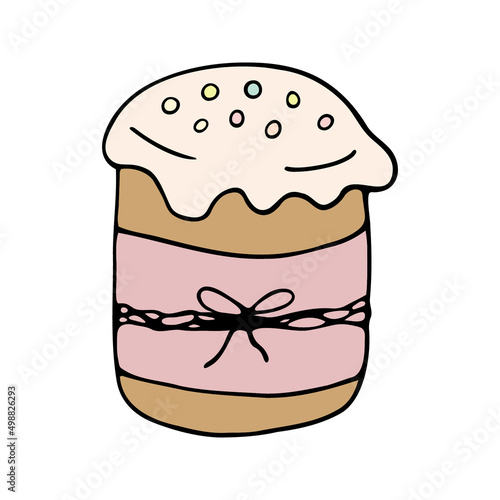 Hand drawn easter cake, bread. Doodle vector illustration