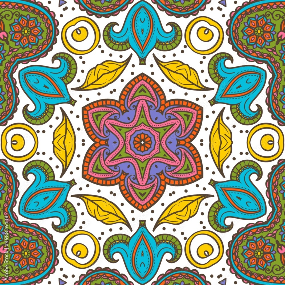 Abstract Pattern Floral Blue Pink Orange Green 544 Abstract Pattern Floral Blue Pink Orange Green 544