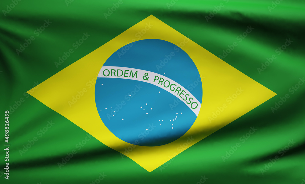 Fototapeta premium brazilian flag in the wind
