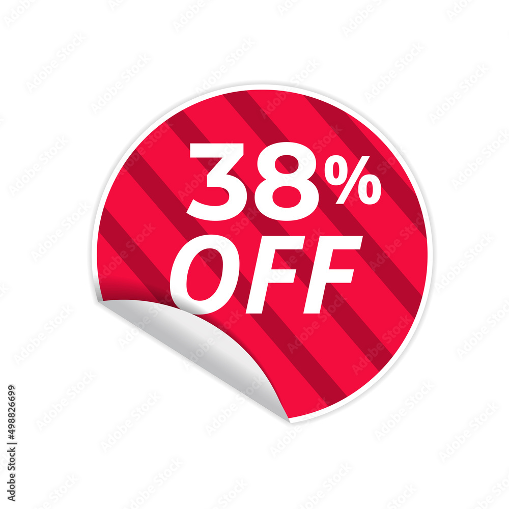 Up To 38% Off Special Offer sale sticker on white background, red sticker, vector illustration Up To 38% Off Special Offer sale sticker on white background, red sticker, vector illustration