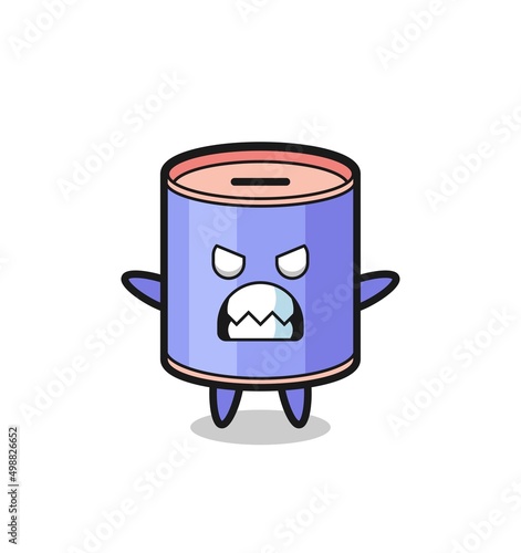 wrathful expression of the cylinder piggy bank mascot character