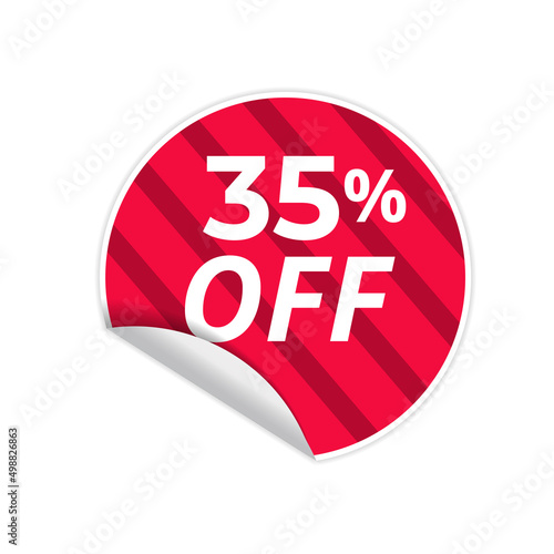 Up To 35% Off Special Offer sale sticker on white background, red sticker, vector illustration