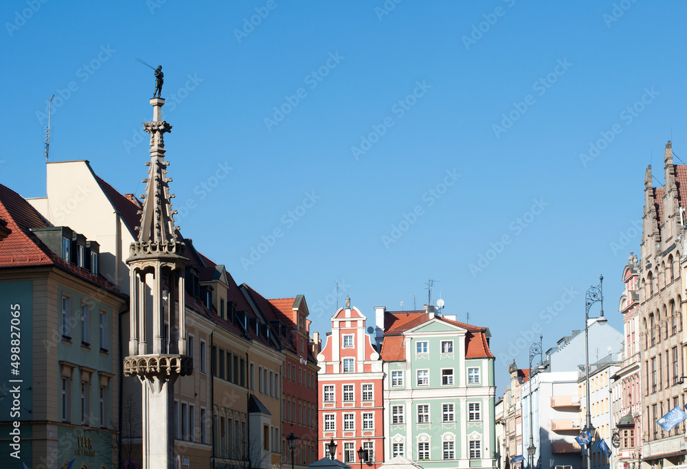 Central square in Wroclaw. Historical and tourist attractions in Poland