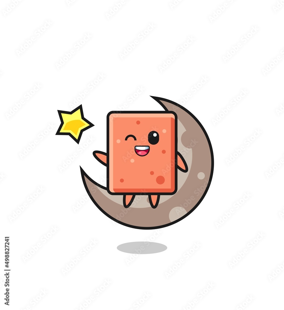 illustration of brick cartoon sitting on the half moon illustration of brick cartoon sitting on the half moon