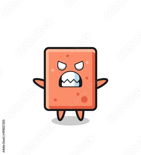 wrathful expression of the brick mascot character