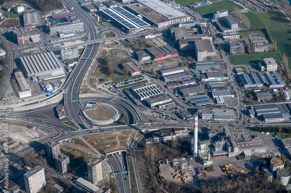 aerial view of Brüggmoos traffic interchange
