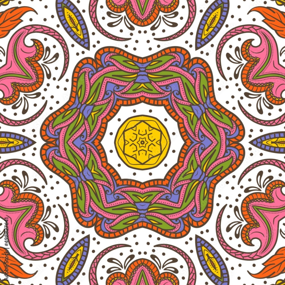 Abstract Pattern Floral Blue Pink Orange Green 404 Abstract Pattern Floral Blue Pink Orange Green 404