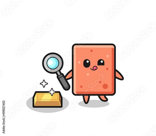 brick character is checking the authenticity of the gold bullion
