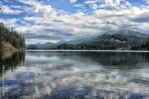 Alpine lake with clouds 1