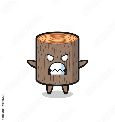 wrathful expression of the tree stump mascot character