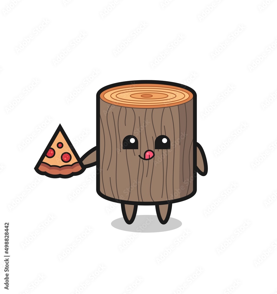 cute tree stump cartoon eating pizza cute tree stump cartoon eating pizza