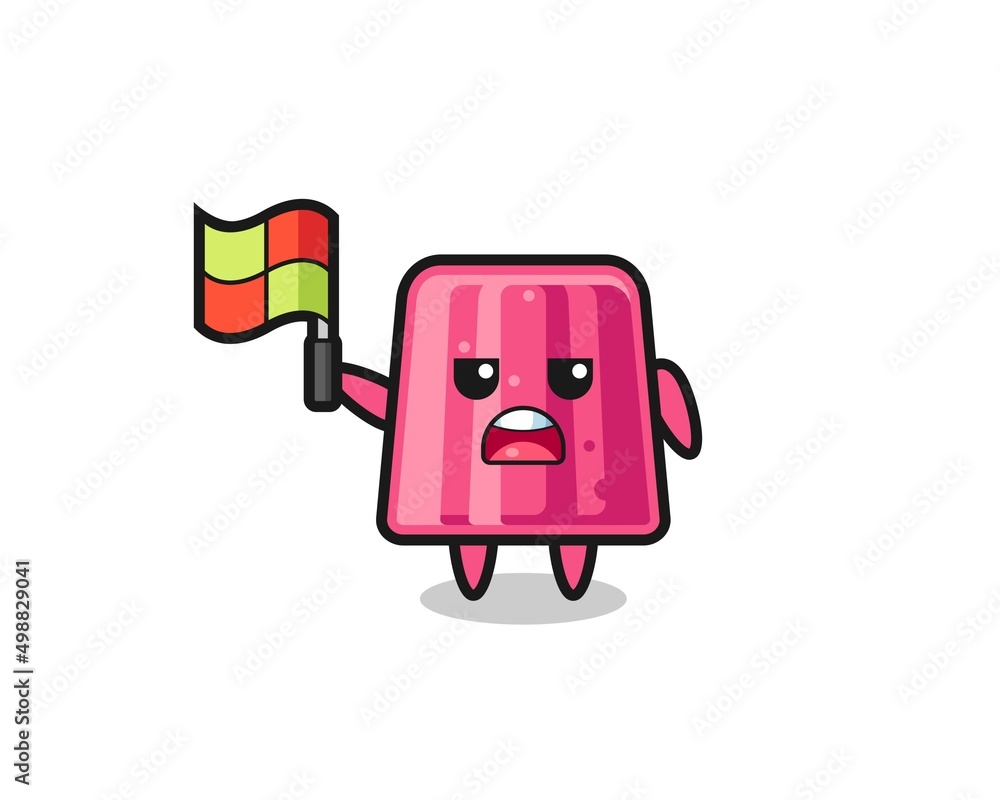 Naklejka premium jelly character as line judge putting the flag up