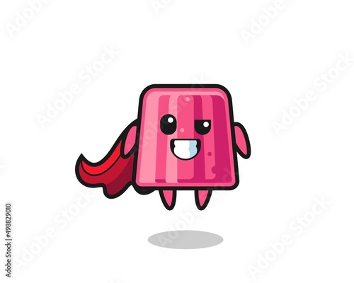 the cute jelly character as a flying superhero