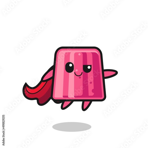 cute jelly superhero character is flying