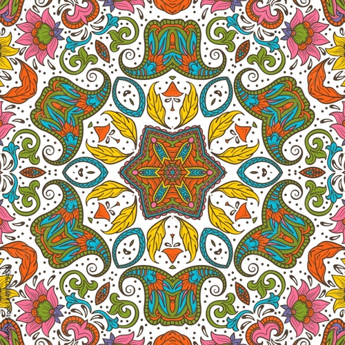 Abstract Pattern Floral Blue Pink Orange Green 205
