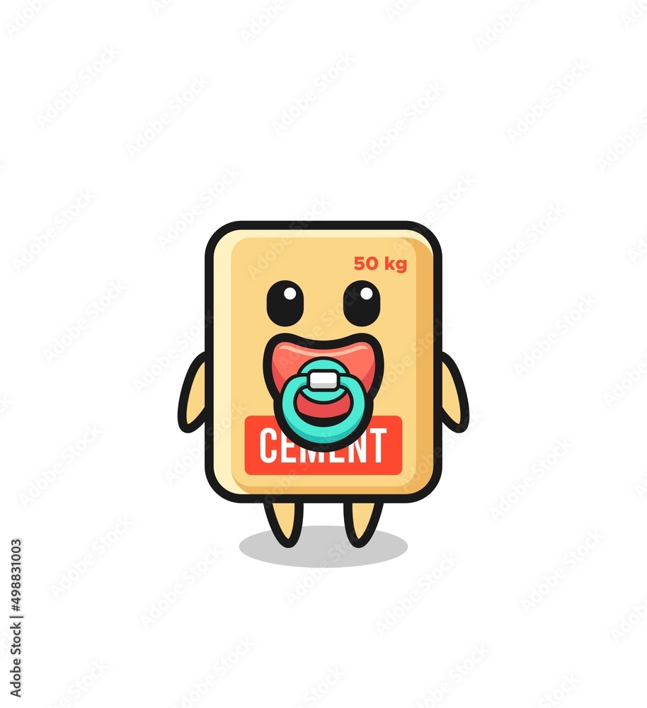 baby cement sack cartoon character with pacifier baby cement sack cartoon character with pacifier
