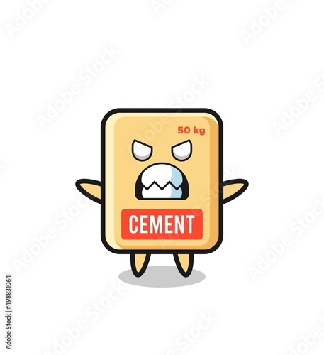 wrathful expression of the cement sack mascot character