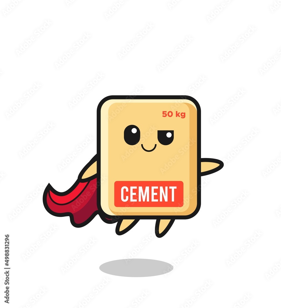 cute cement sack superhero character is flying