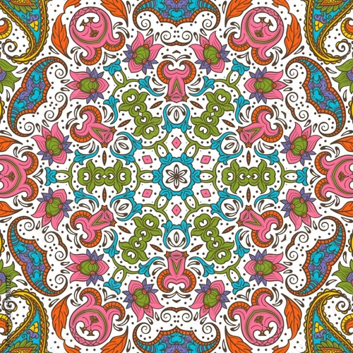 Abstract Pattern Floral Blue Pink Orange Green 72