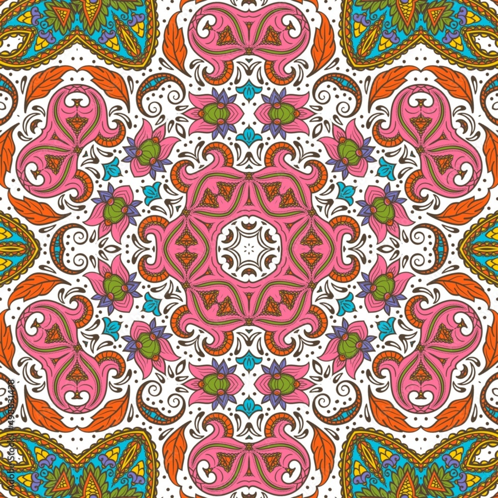 Abstract Pattern Floral Blue Pink Orange Green 63 Abstract Pattern Floral Blue Pink Orange Green 63