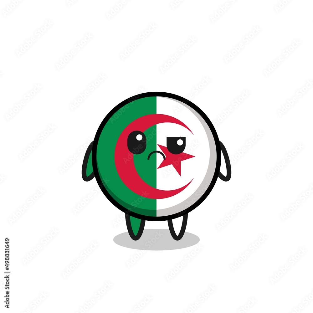 the mascot of the algeria flag with sceptical face the mascot of the algeria flag with sceptical face