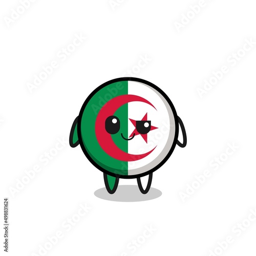 algeria flag cartoon with an arrogant expression