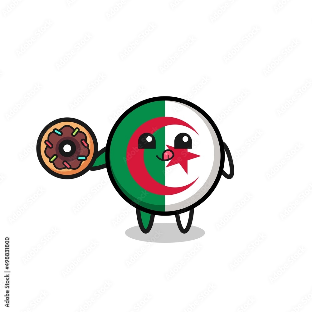 illustration of an algeria flag character eating a doughnut illustration of an algeria flag character eating a doughnut