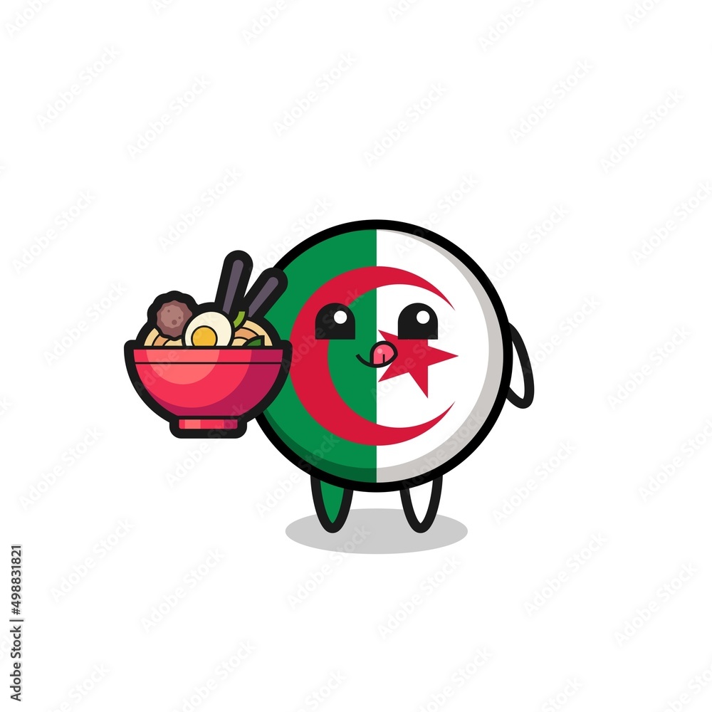 cute algeria flag character eating noodles cute algeria flag character eating noodles