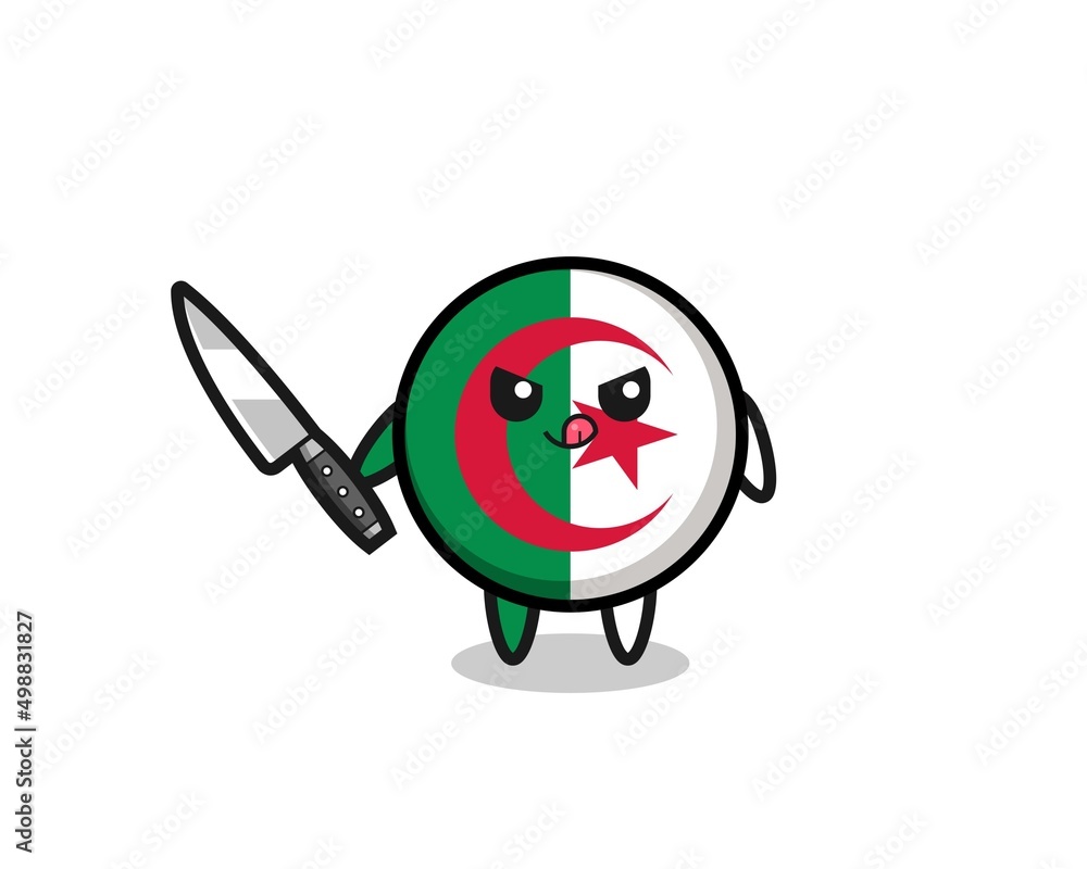 cute algeria flag mascot as a psychopath holding a knife cute algeria flag mascot as a psychopath holding a knife