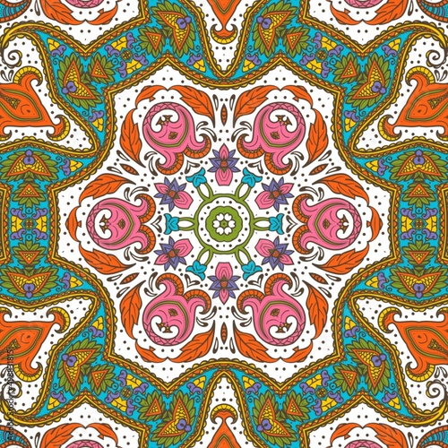 Abstract Pattern Floral Blue Pink Orange Green 38