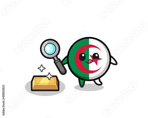 algeria flag character is checking the authenticity of the gold bullion