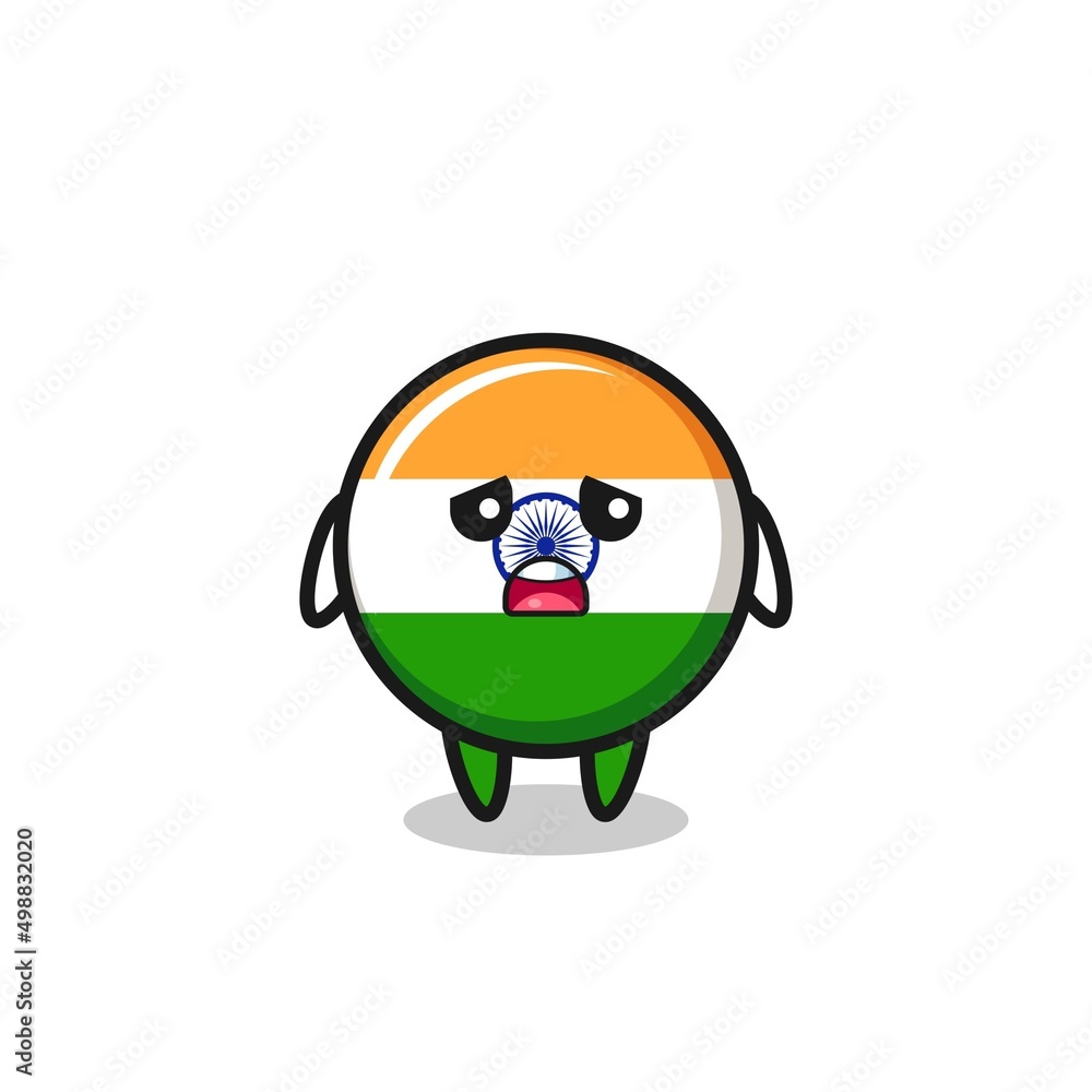 Fototapeta premium disappointed expression of the india flag cartoon