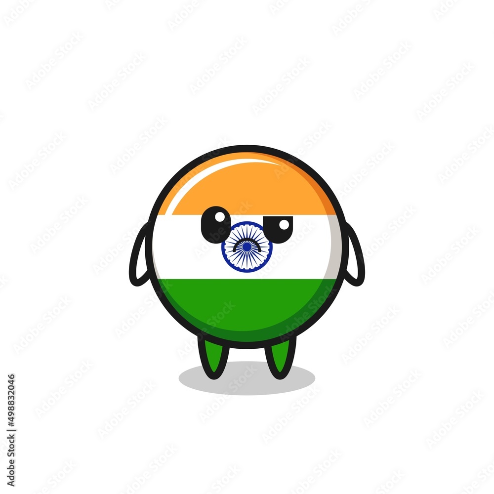 the mascot of the india flag with sceptical face
