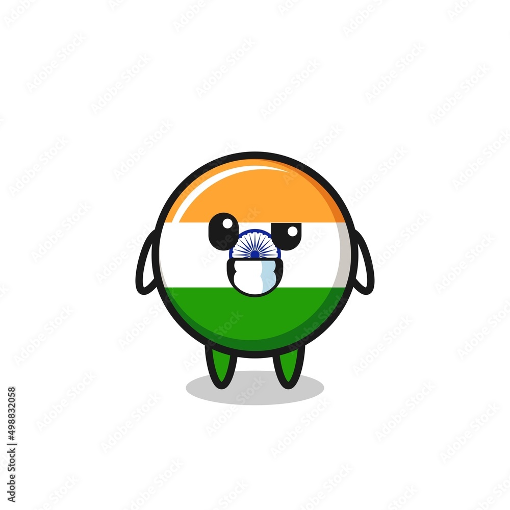 cute india flag mascot with an optimistic face